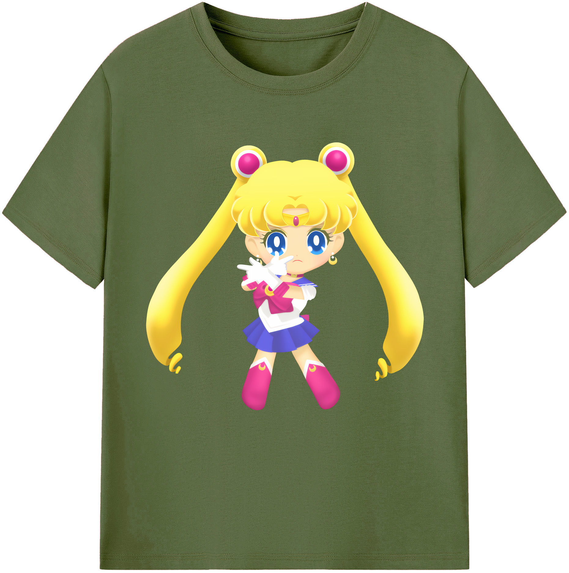 （画像用） 美少女戦士セーラームーン 月野 うさぎ つきの うさぎ Sailor Moon Tsukino Usagi 綿100％半袖Tシャツ（フロントプリント）